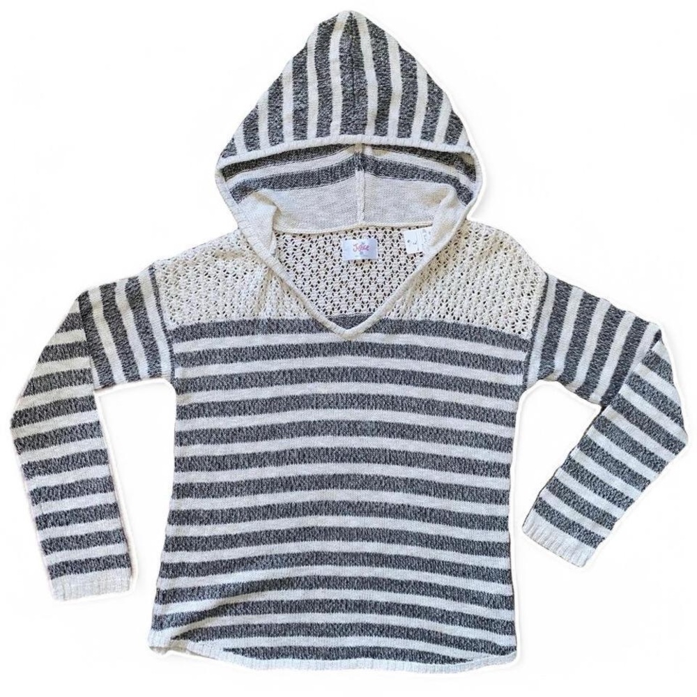 Justice Gray and White Striped Girl’s Sweater
